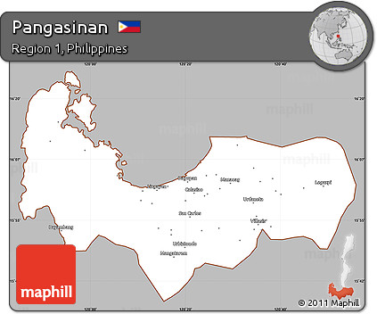 Gray Simple Map of Pangasinan, cropped outside