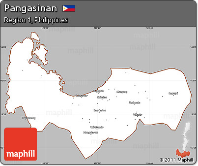 Gray Simple Map of Pangasinan, cropped outside