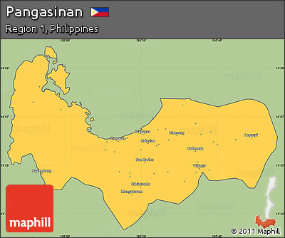 Savanna Style Simple Map of Pangasinan, cropped outside