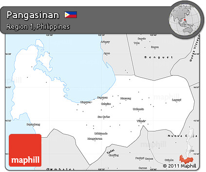 Silver Style Simple Map of Pangasinan