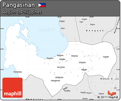 Silver Style Simple Map of Pangasinan