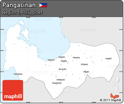 Silver Style Simple Map of Pangasinan, single color outside