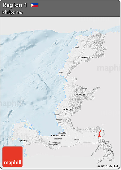 Silver Style Panoramic Map of Region 1, single color outside
