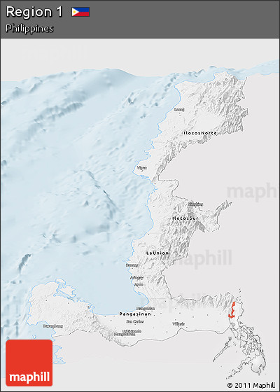 Silver Style Panoramic Map of Region 1, single color outside