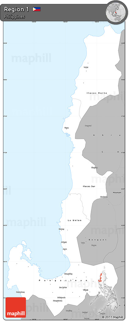 Gray Simple Map of Region 1