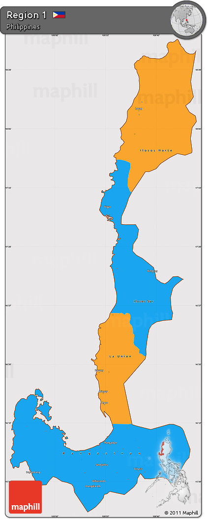 Political Simple Map of Region 1, cropped outside
