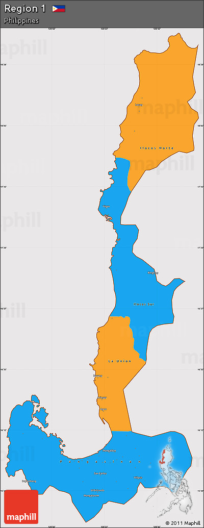 Political Simple Map of Region 1, cropped outside