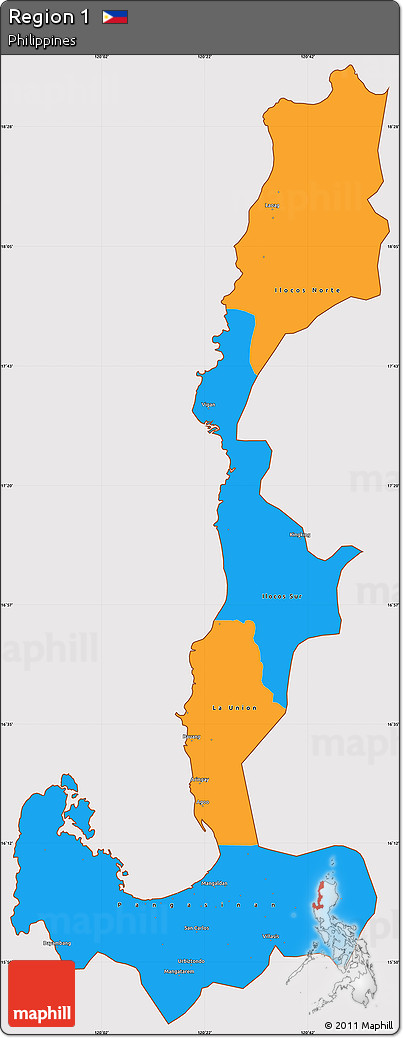 Political Simple Map of Region 1, cropped outside