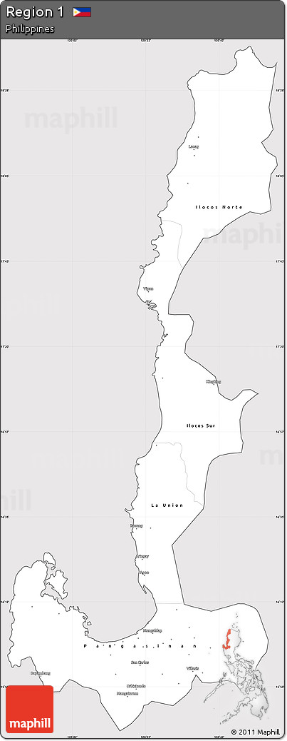 Silver Style Simple Map of Region 1, cropped outside