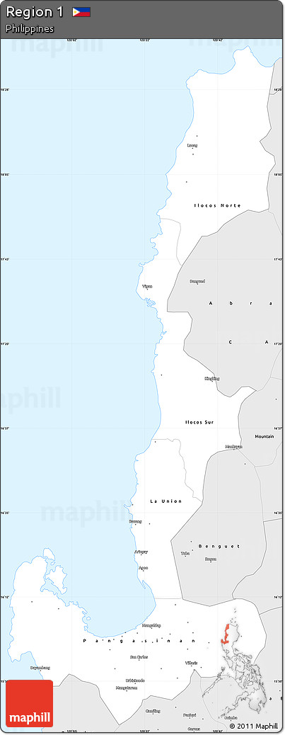 Silver Style Simple Map of Region 1