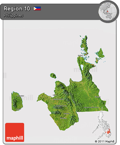 Satellite 3D Map of Region 10, cropped outside