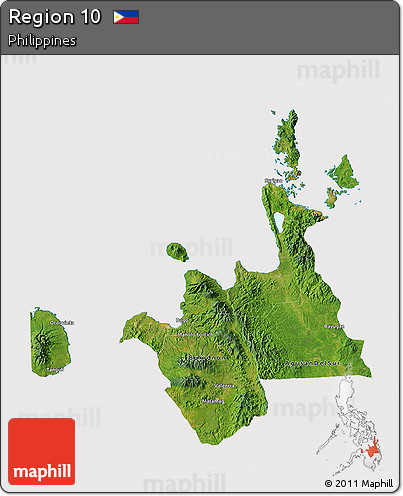 Satellite 3D Map of Region 10, cropped outside