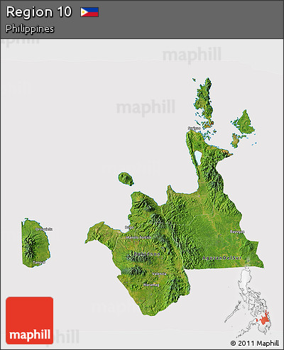 Satellite 3D Map of Region 10, cropped outside