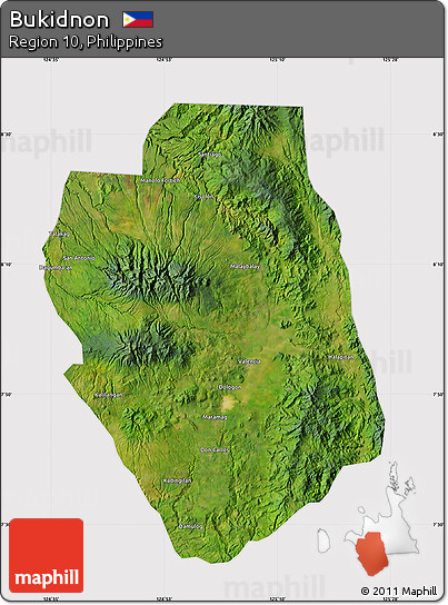 Satellite Map of Bukidnon, cropped outside