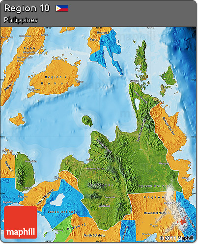 Satellite Map of Region 10, political outside