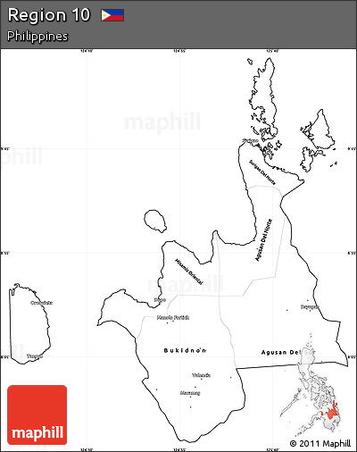 Blank Simple Map of Region 10, cropped outside