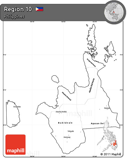 Blank Simple Map of Region 10, cropped outside