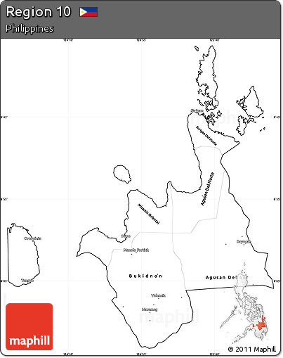 Blank Simple Map of Region 10, cropped outside