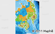 Physical 3D Map of Region 11, political outside