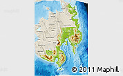 Physical 3D Map of Region 11, shaded relief outside