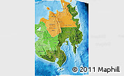 Satellite 3D Map of Region 11, political shades outside
