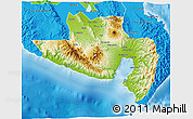 Physical 3D Map of South Cotabato, political outside