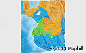 Political 3D Map of Region 12, political shades outside
