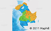 Political 3D Map of Region 12, single color outside
