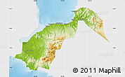 Physical Map of Lanao Del Norte, single color outside