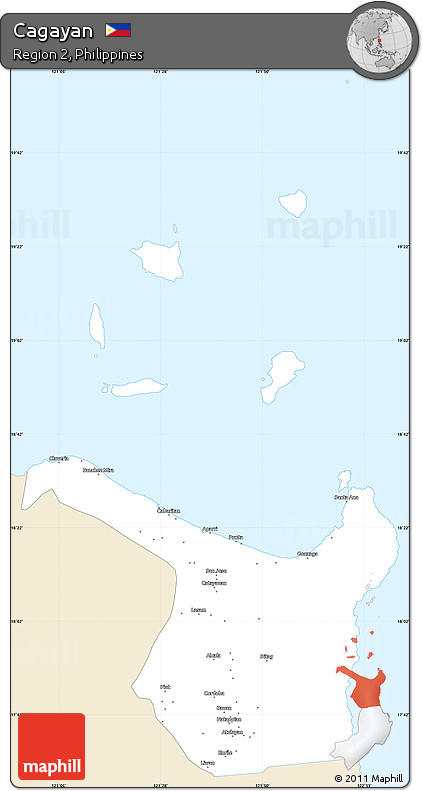 Classic Style Simple Map of Cagayan, single color outside