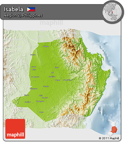 Physical 3D Map of Isabela, lighten