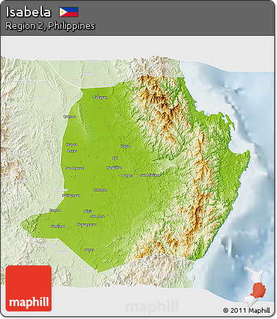 Physical 3D Map of Isabela, lighten