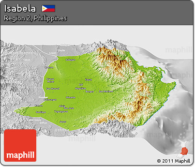 Physical Panoramic Map of Isabela, lighten, desaturated