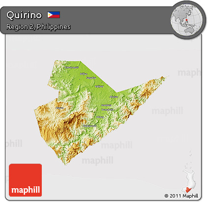 Physical 3D Map of Quirino, cropped outside