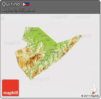 Physical 3D Map of Quirino, cropped outside