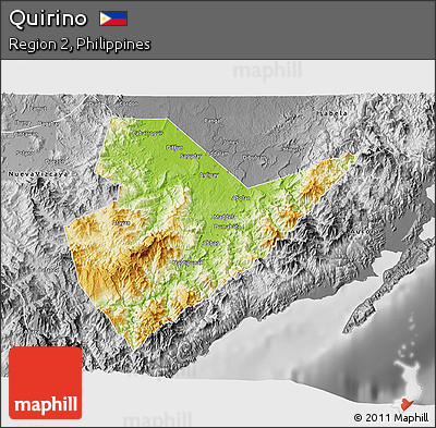 Physical 3D Map of Quirino, desaturated