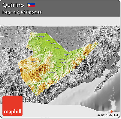 Physical 3D Map of Quirino, desaturated