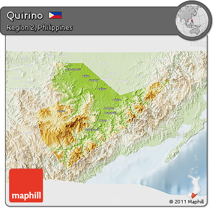 Physical 3D Map of Quirino, lighten
