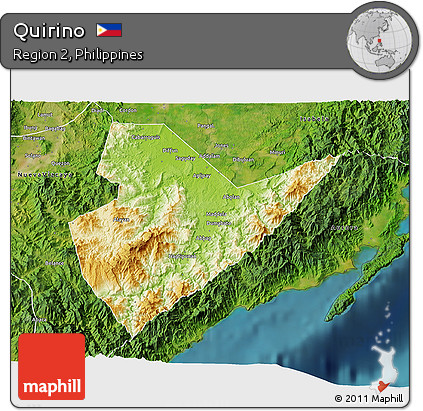 Physical 3D Map of Quirino, satellite outside