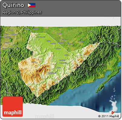 Physical 3D Map of Quirino, satellite outside
