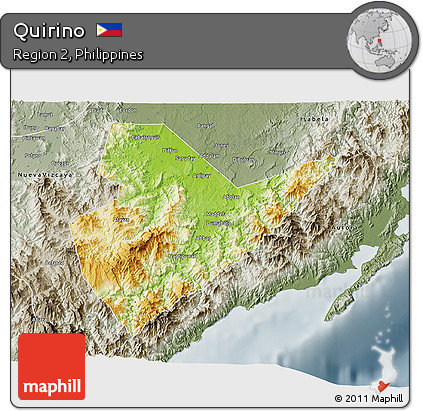 Physical 3D Map of Quirino, semi-desaturated