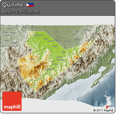 Physical 3D Map of Quirino, semi-desaturated
