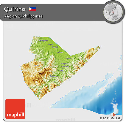 Physical 3D Map of Quirino, single color outside