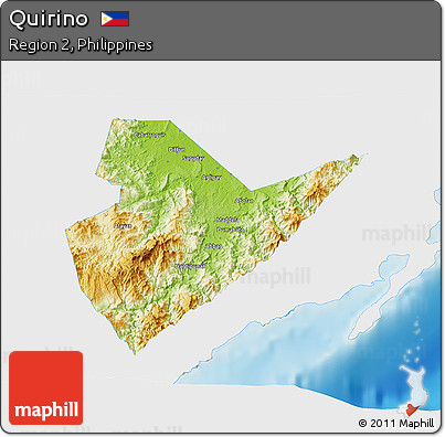 Physical 3D Map of Quirino, single color outside