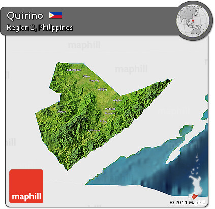 Satellite 3D Map of Quirino, single color outside