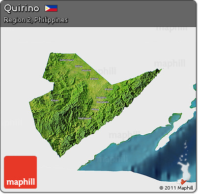 Satellite 3D Map of Quirino, single color outside