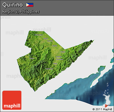 Satellite 3D Map of Quirino, single color outside