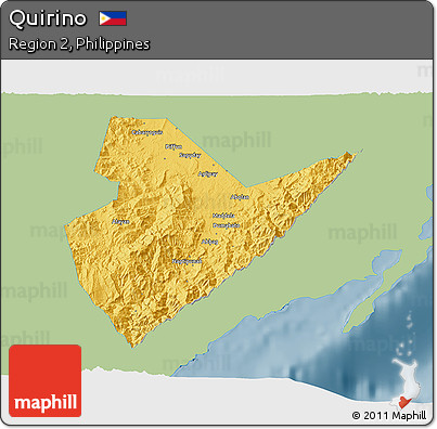 Savanna Style 3D Map of Quirino, single color outside