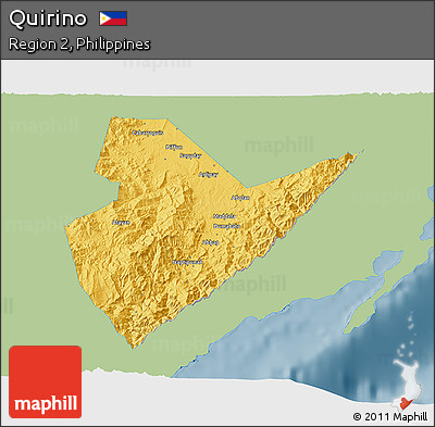 Savanna Style 3D Map of Quirino, single color outside