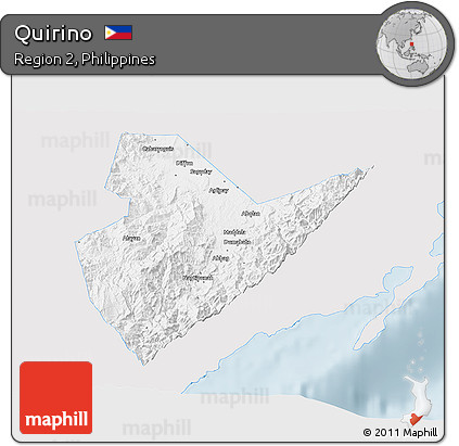 Silver Style 3D Map of Quirino, single color outside